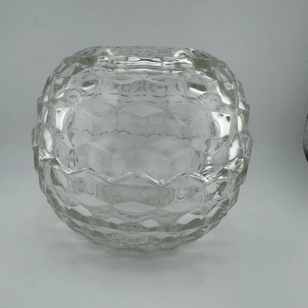 Vintage Fostoria America Glass Fairy Lamp Clear Diamond Point Honeycomb Vented‎